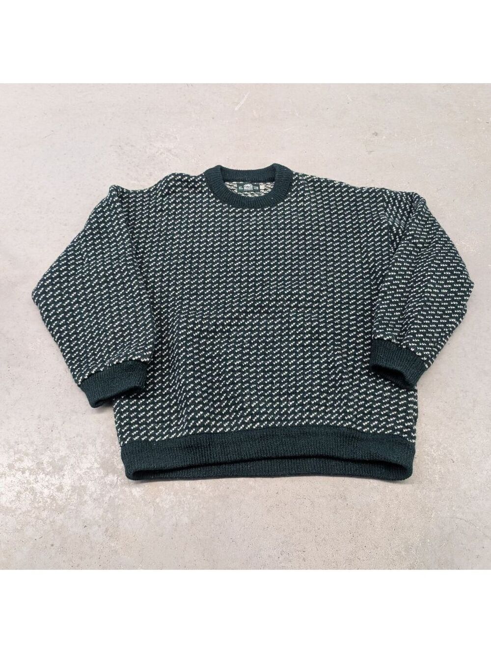 Vintage 90s Roots Made in Norway Birds Eye Wool Sweater